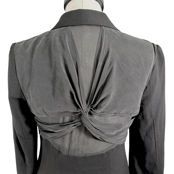 BCBG Max Azria Sheer Back Knotted Blazer Black Women's Small LFX4C374 - Picture 6 of 15